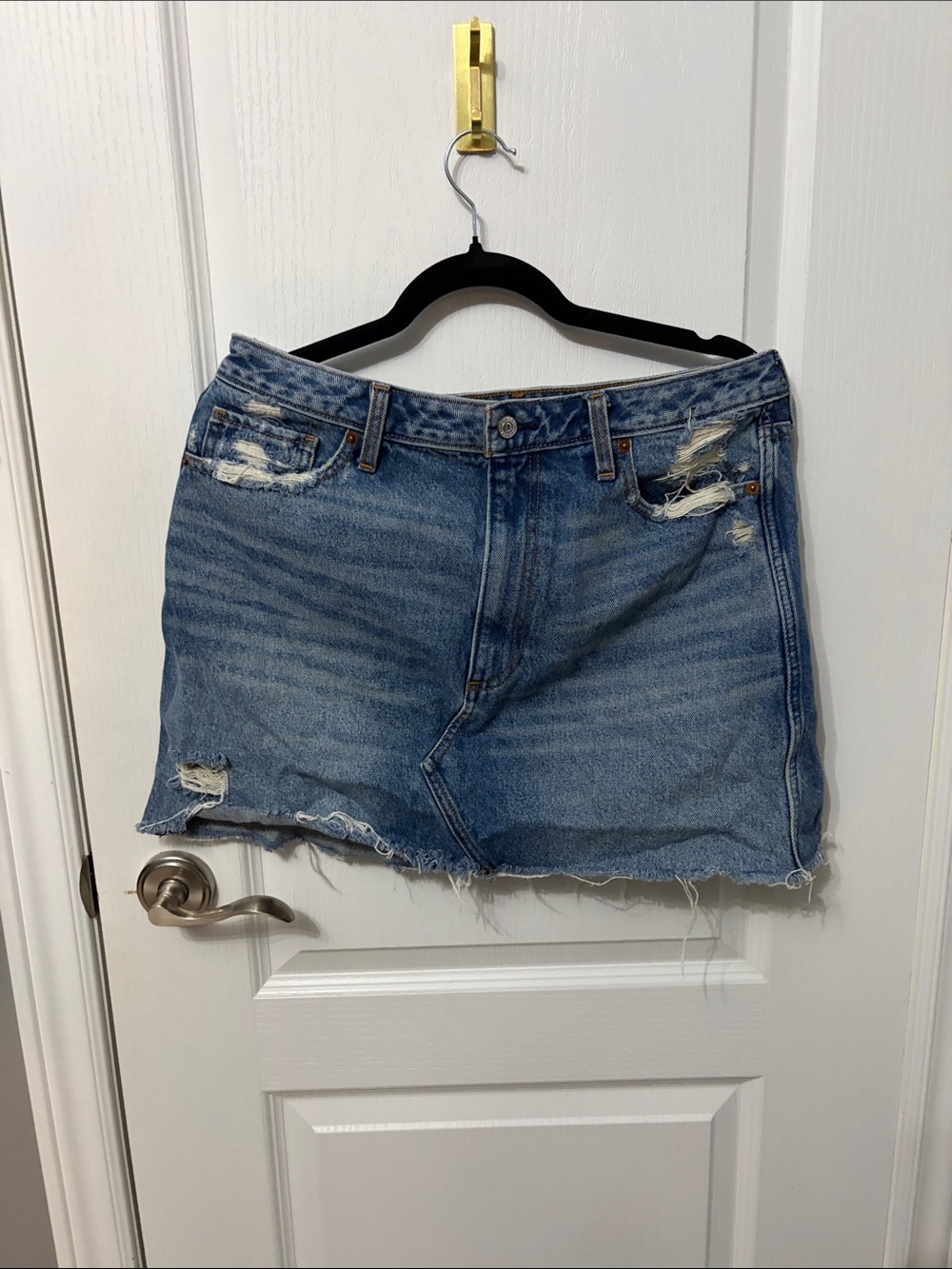 Abercrombie Denim Distressed Mini Skirt - Blue